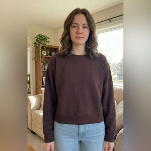 Lazypants Women's Crewneck Fleece Sweatshirt in Espresso NWT